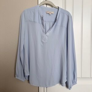 LOFT Soft Blue V-Neck Top Size Small